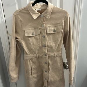 Beige Button-Up Women's Dress Lelis